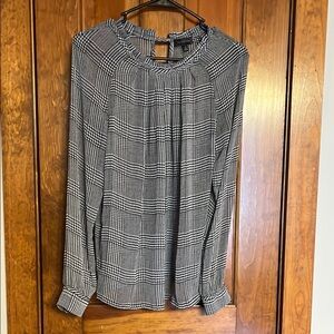 The Limited Black and White Plaid Blouse with Full Sleeves